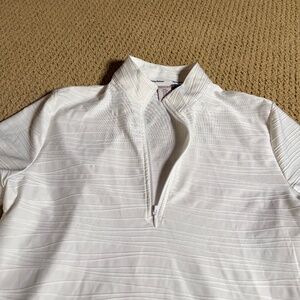 Tommy Bahama Active White Textured Quarter Zip Long Sleeve Shirt Medium UPF 50